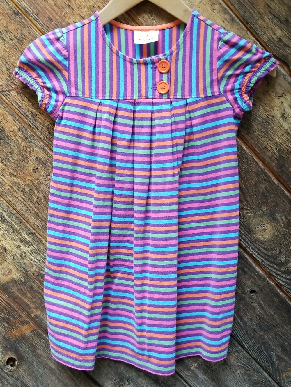 Hanna Andersson Dress Striped One-Piece in Purple, Teal, Green, Pink & Orange